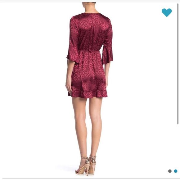 NWT Kenedik Leopard Print Satin Wrap Dress - Picture 2 of 4